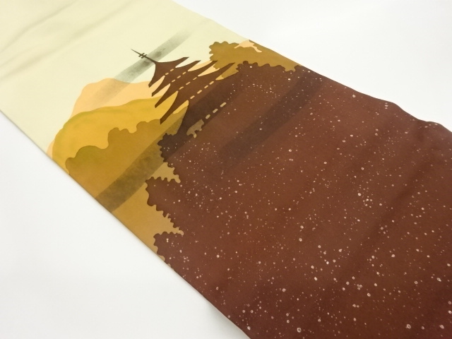 塩瀬山並に五重塔模様名古屋帯